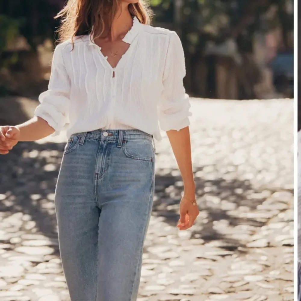 Faherty White Ruffled Button-Front Blouse - Picture 5 of 6